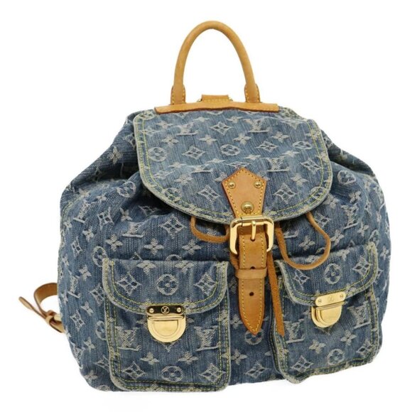 LOUIS VUITTON Monogram Denim Sac A Dos GM Backpack Blue M95056 LV Auth 30454A - Picture 1 of 16
